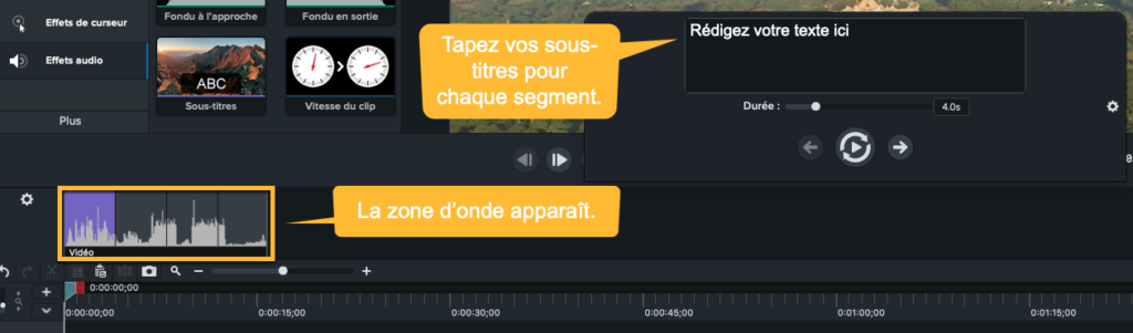 Ajout des sous-titres correspondants dans la vidéo avec Camtasia