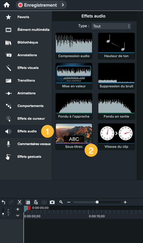 Ajout de sous-titres manuellement avec Camtasia