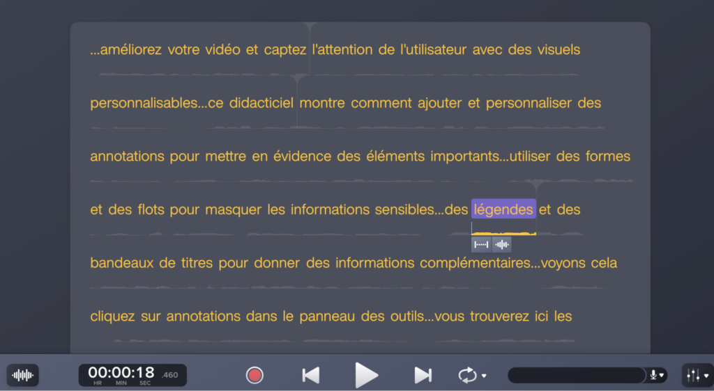 Modifier le texte de la transcription pour ajouter des sous-titres à une vidéo