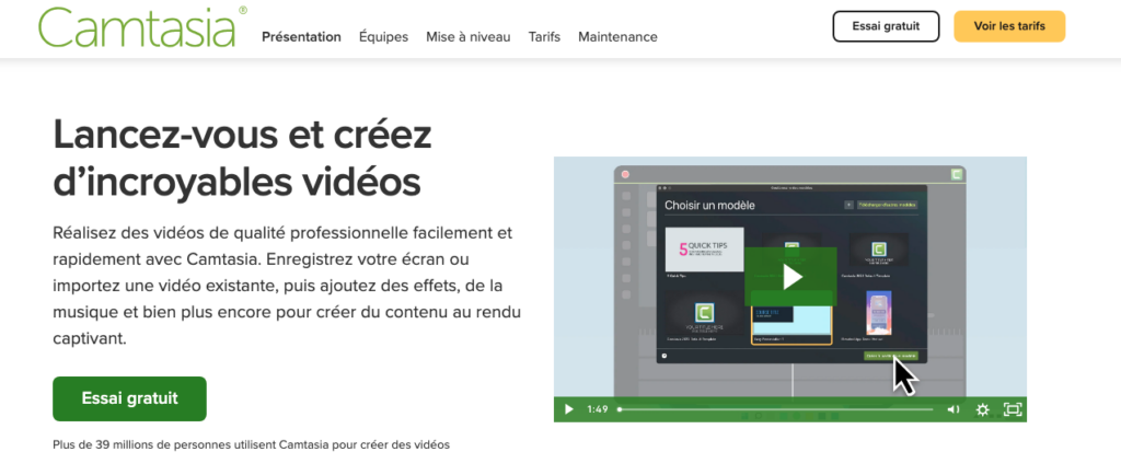 Camtasia pour réaliser une vidéo marketing