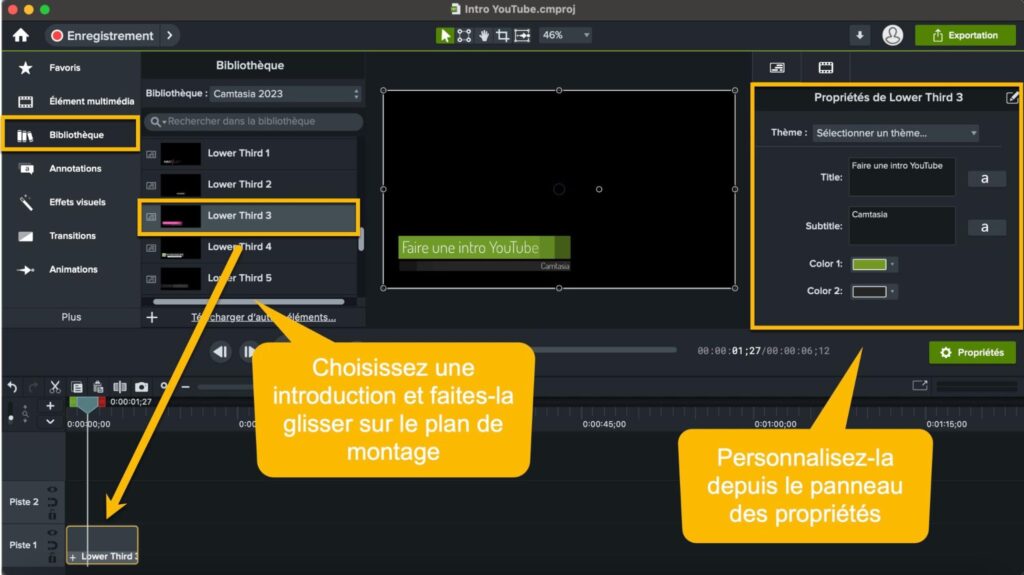 Comment faire une intro Youtube avec Camtasia