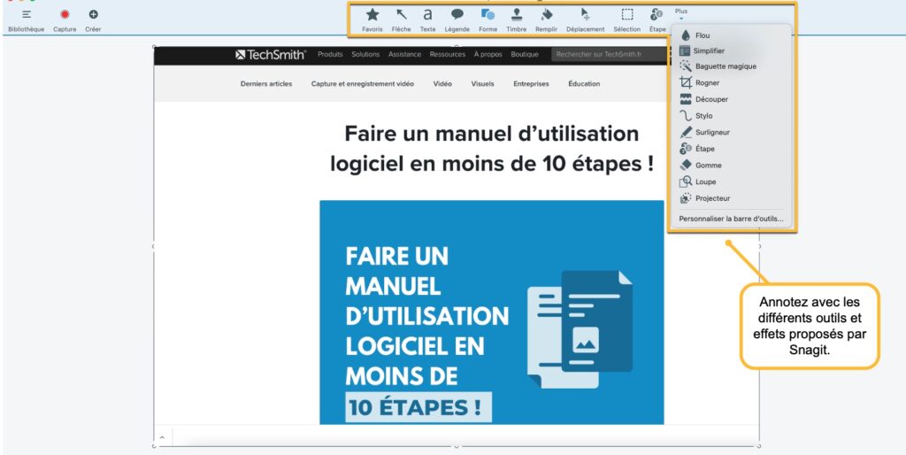 Manuel d'utilisation logiciel avec des outils et des effets