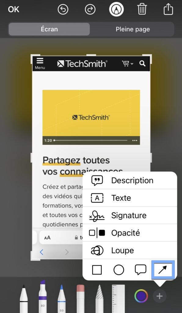 Annoter une capture d'écran sur iPhone