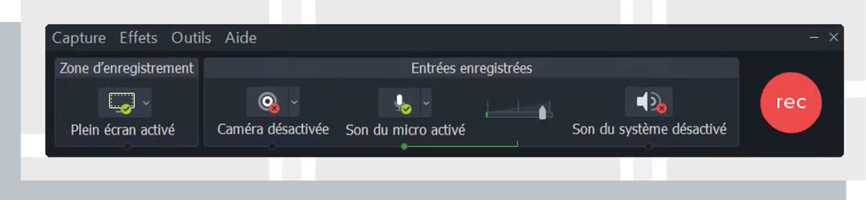 Capture d’écran de Camtasia, excellent outil pour créer une classe virtuelle efficace