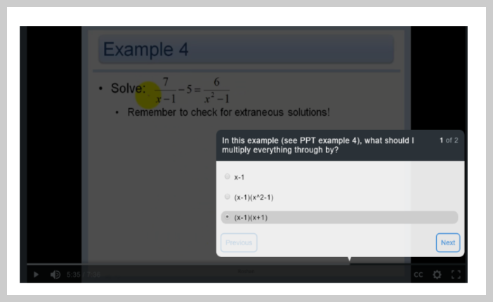 Capture d’écran d’un quiz afin de créer une classe virtuelle interactive