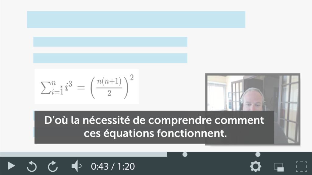 Capture d’écran d’une vidéo de cours avec des sous-titres pour un apprentissage asynchrone de qualité