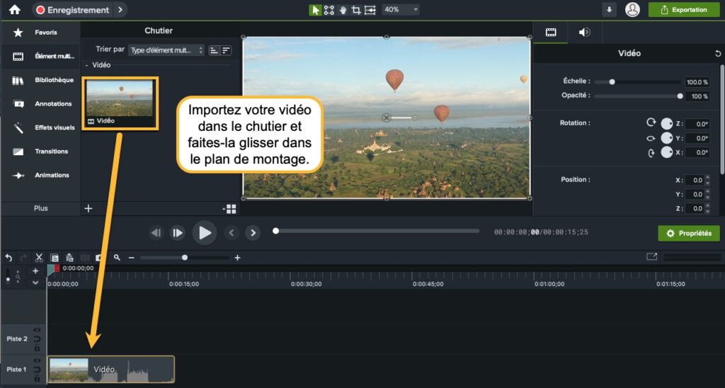 Modifier le format d'une vidéo avec Camtasia