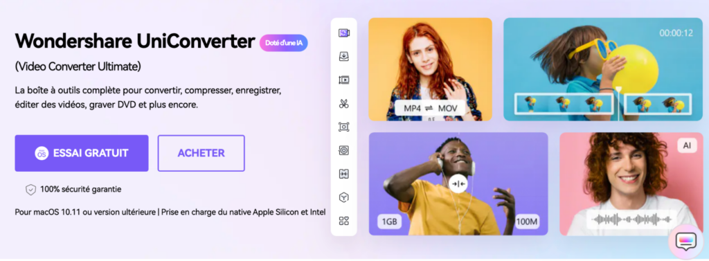 Wondershare Uniconverter pour transformer le format d'une vidéo