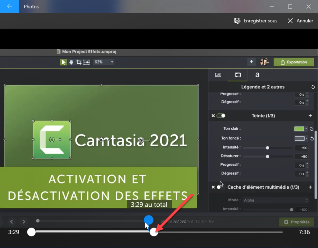 quatrième étape couper une vidéo sur windows 