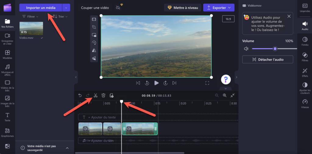 ClipChamp pour couper une vidéo