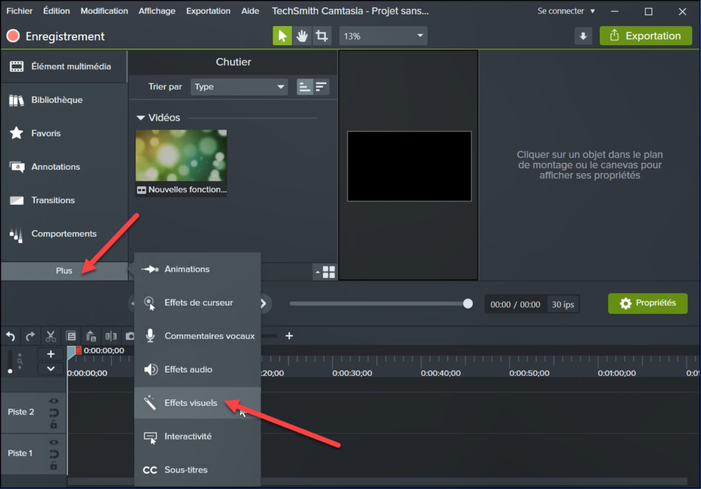 Camtasia, Logiciel de montage video.