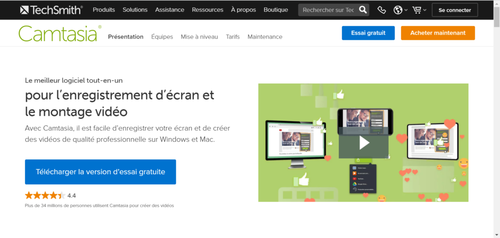 Camtasia, logiciel de montages vidéo.