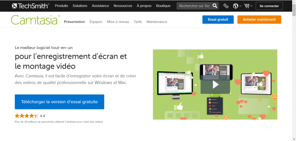 Camtasia, logiciel pour transformer des slides e-learning PPT en vidéo.