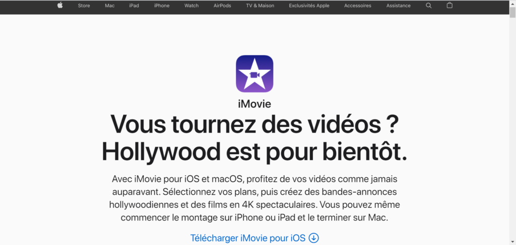 iMovie, Application mobile iOS pour rogner une vidéo. 