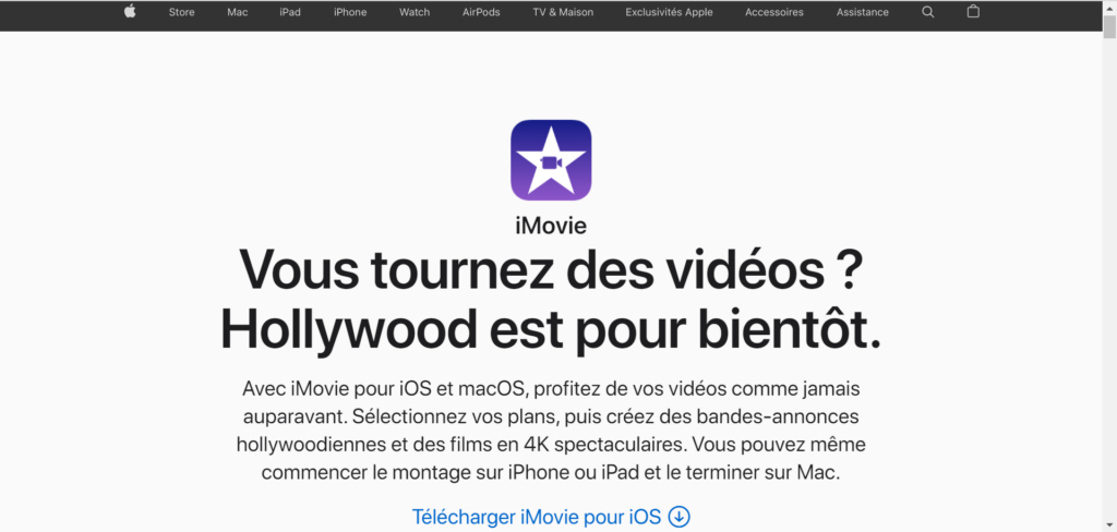 iMovie, logiciel didacticiel.