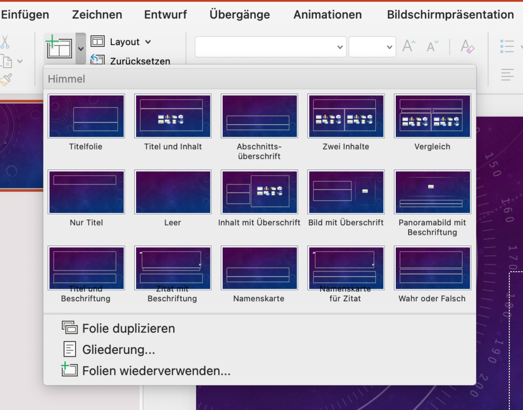 PowerPoint bietet Foliendesigns mit Gliederungsstruktur als Vorlagen.