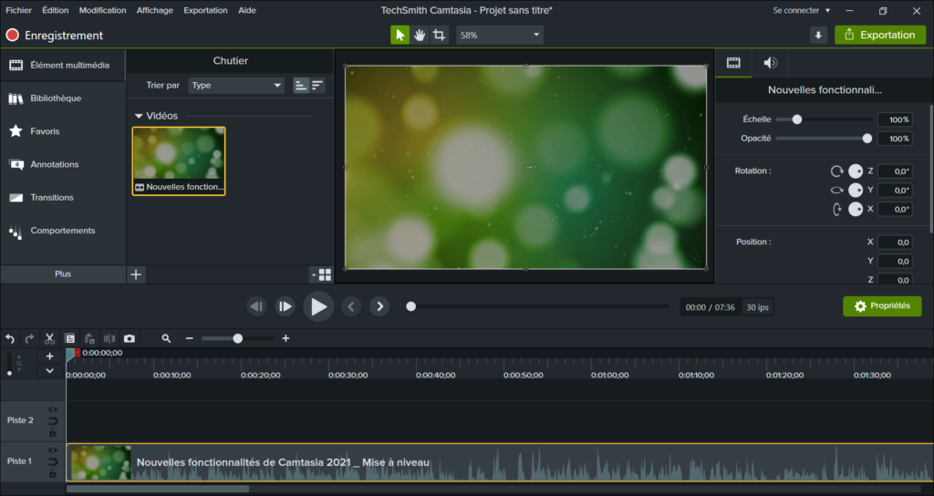 Camtasia, logiciel pour compresser des vidéos.