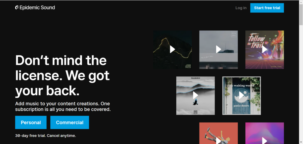 Epidemic Sound, plateforme avec des musiques pour des montages vidéo.