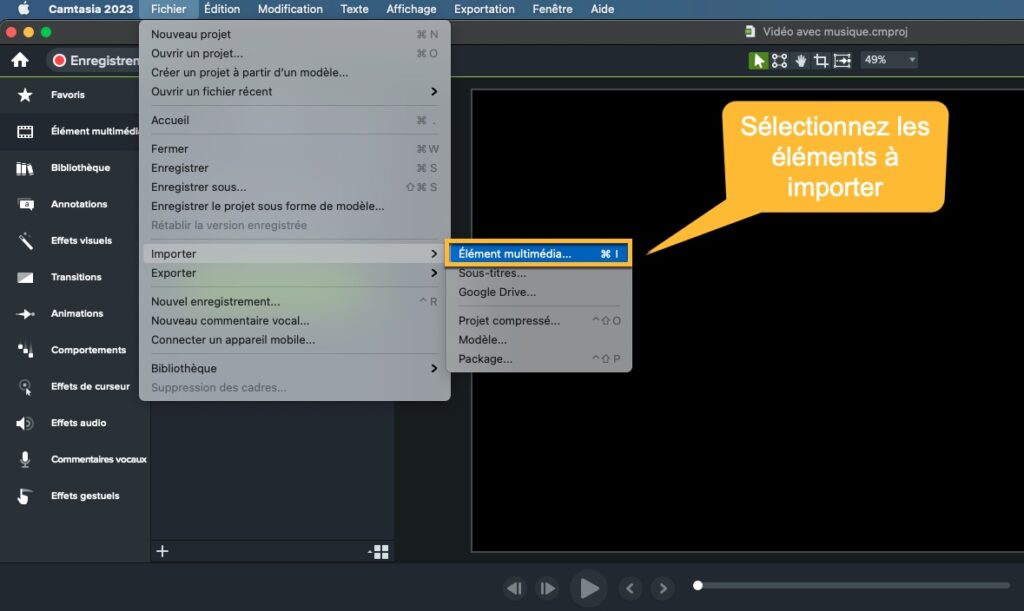 Importer de la musique pour un montage vidéo avec Camtasia