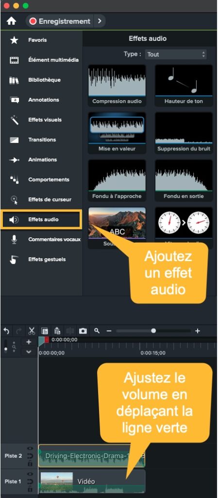 Modifier la musique d'un montage vidéo avec Camtasia