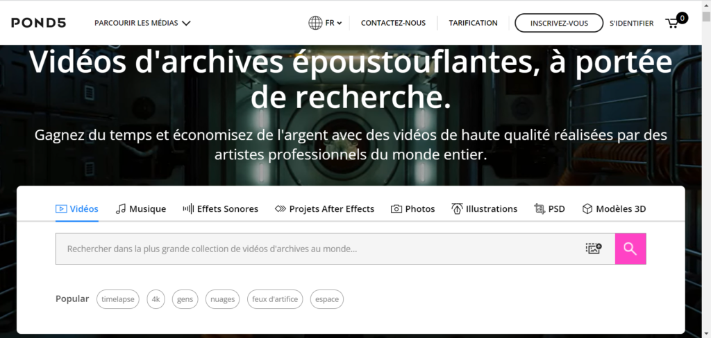 Pond5, plateforme avec des musiques pour des montages vidéo.