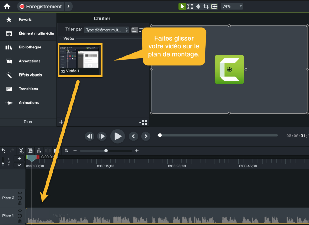 Redimensionner une vidéo avec Camtasia