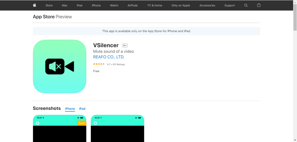 VSilencer, application mobile pour supprimer le son d'une vidéo.