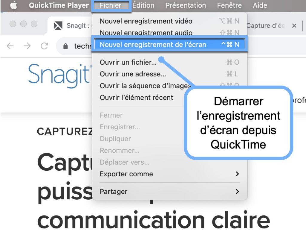 Faire un enregistrement d'écran vidéo avec Snagit