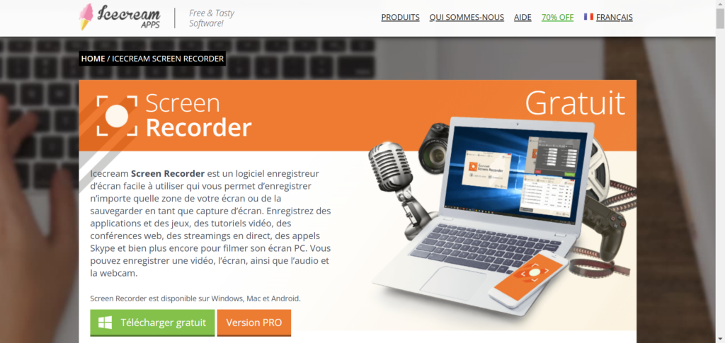 Icecream screen recorder, logiciel didacticiel.