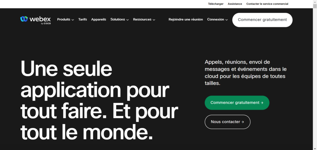 Webex, plateforme de webinaire.