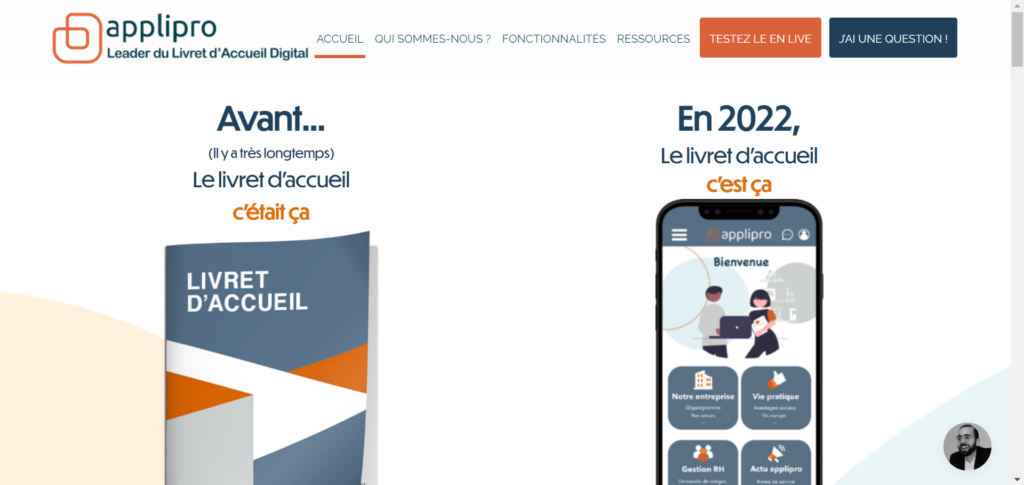 Applipro, outil de création de livret d'accueil digital.