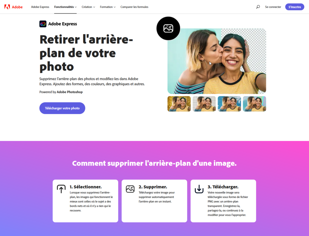 Adobe Express est un logiciel permettant de supprimer l'arrière plan d'une image.