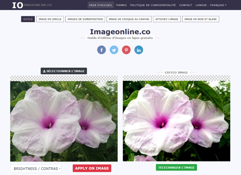 Imageonline est un logiciel permettant de combiner deux images.