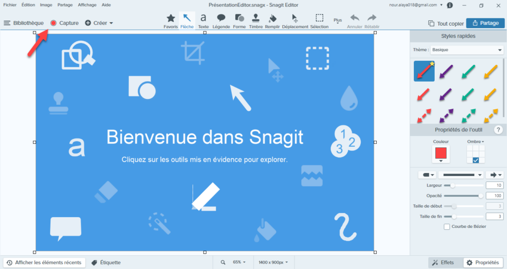 Redimensionner une image avec Snagit.