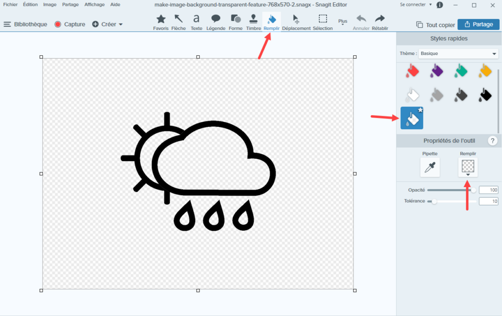 Supprimer l'arrière-plan d'une image avec Snagit.