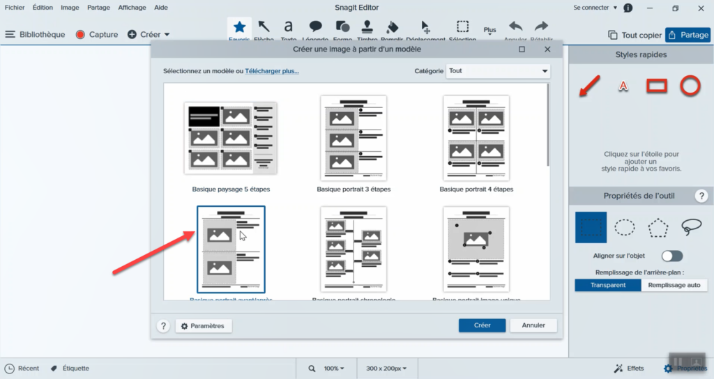 Fusionner deux images avec Snagit.