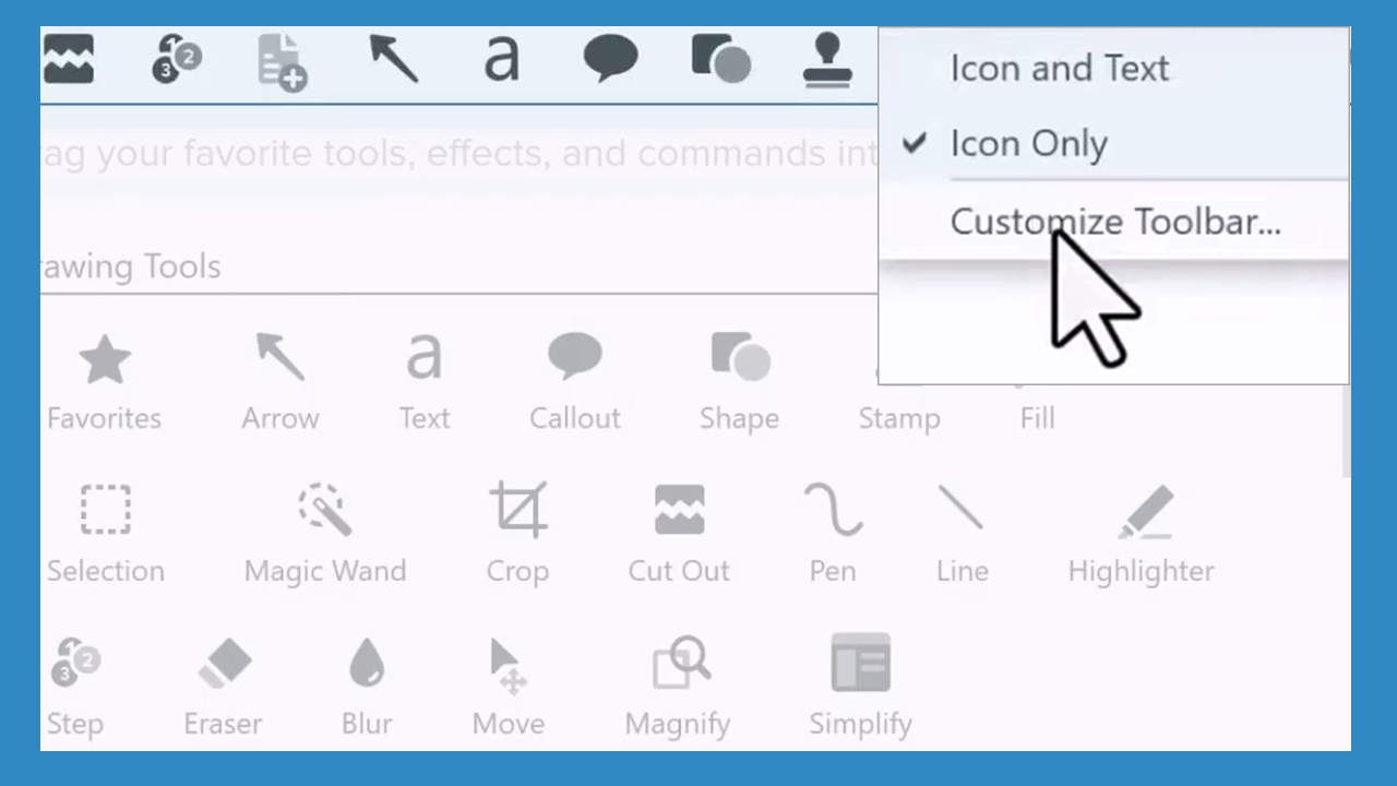 Personnalisation de la barre d’outils Snagit