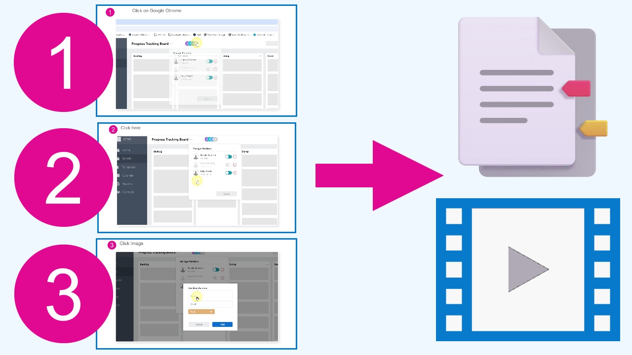 Exportation et partage de contenus créés avec la capture par étapes