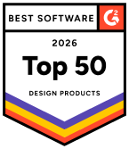 G2 Meilleur logiciel 2026 - Top 50 design produit - Récompense